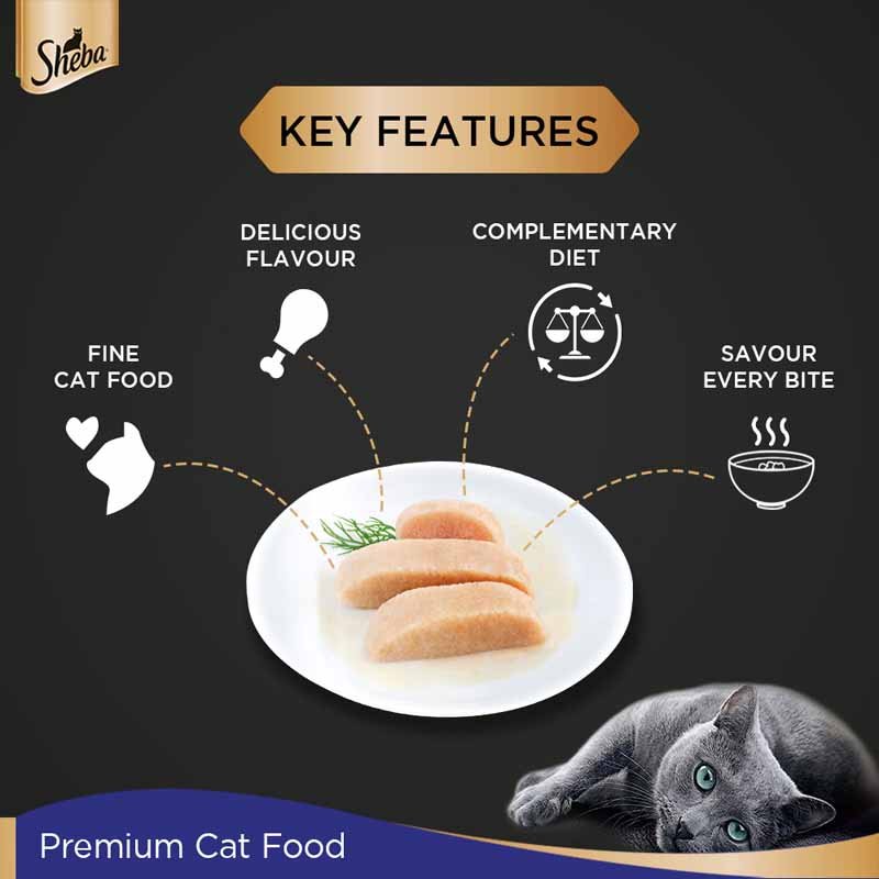 Sheba Fine Premium Adult (1+ Years) Wet Cat Food, Chicken Premium Loaf