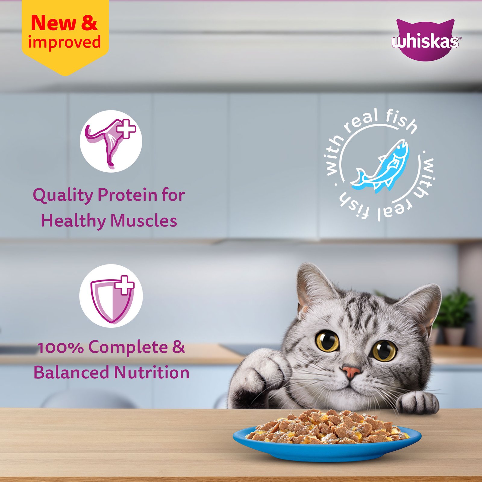 Whiskas Wet Cat Food for Adult Cats (1+Years), Tuna in Jelly Flavour,  80g