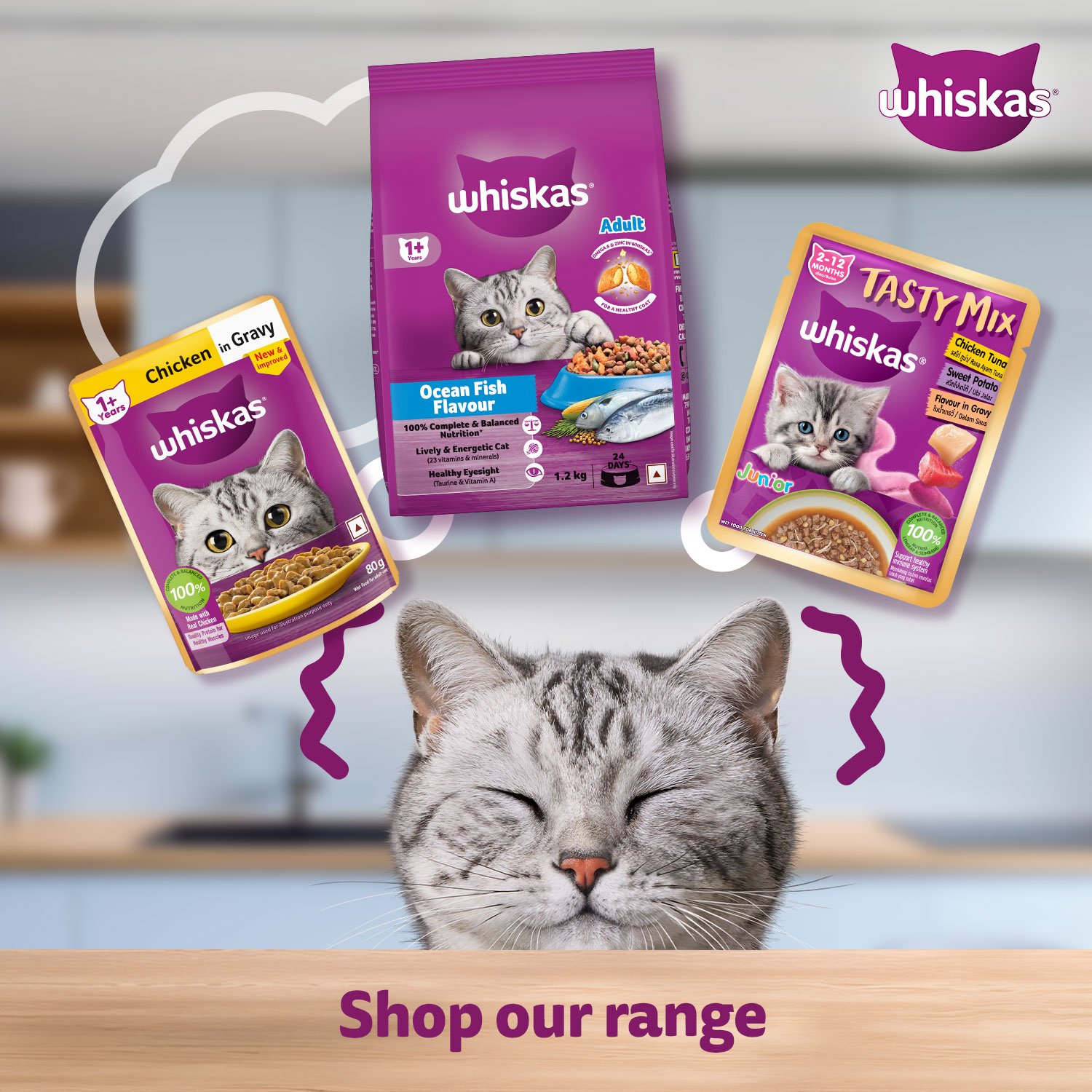 Whiskas Wet Cat Food for Kittens (2-12 Months), Tuna in Jelly Flavour,  80g