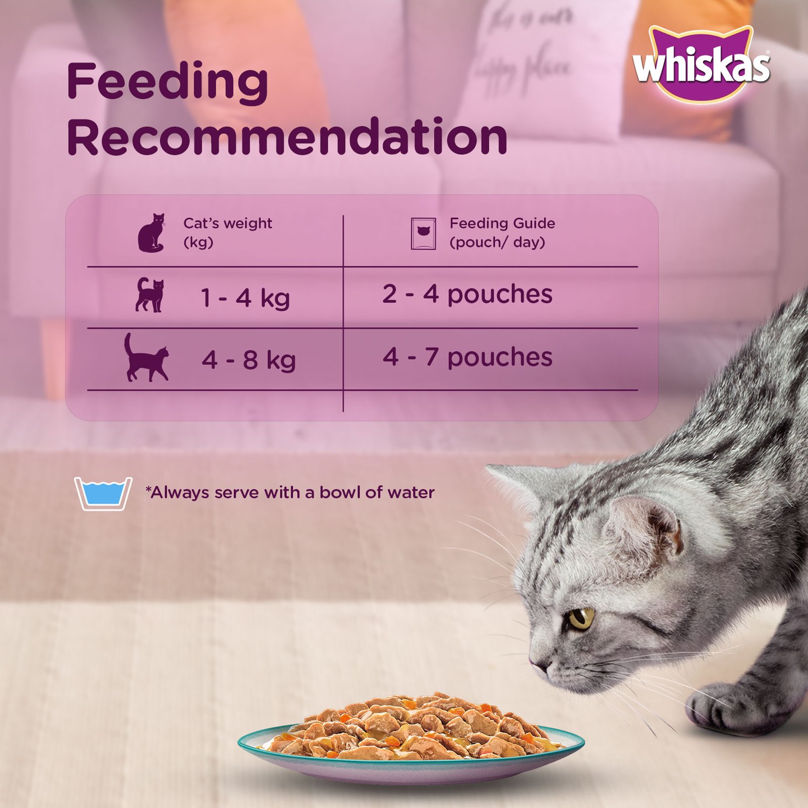 Whiskas Tasty Mix Adult (1+ year) Wet Cat Food, Chicken with Tuna & Carrot in Gravy, 70 g