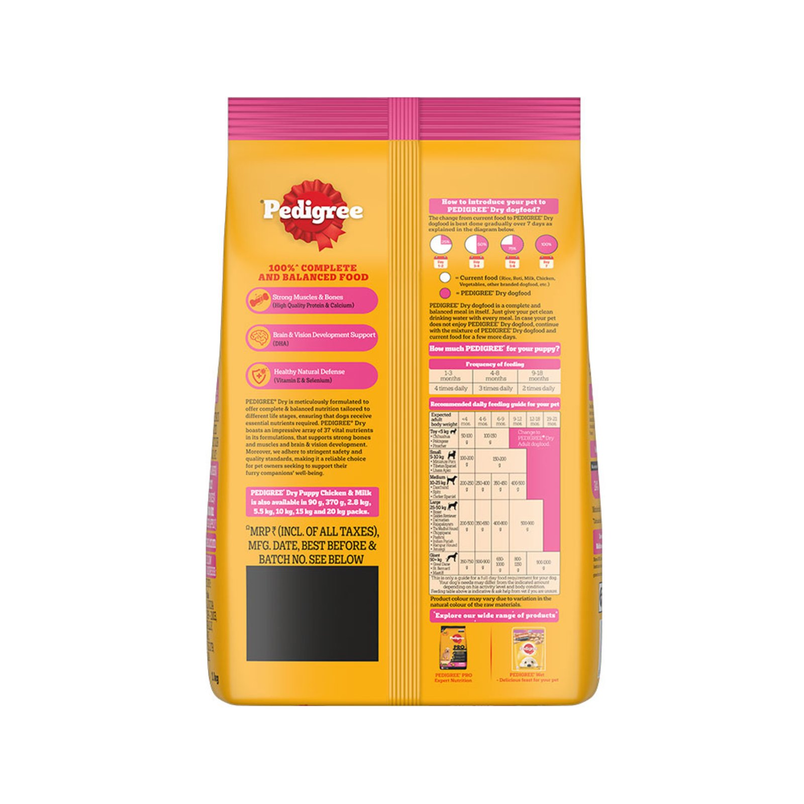 Pedigree Puppy Dry Dog Food  Food- Chicken & Milk, 1kg Pack 