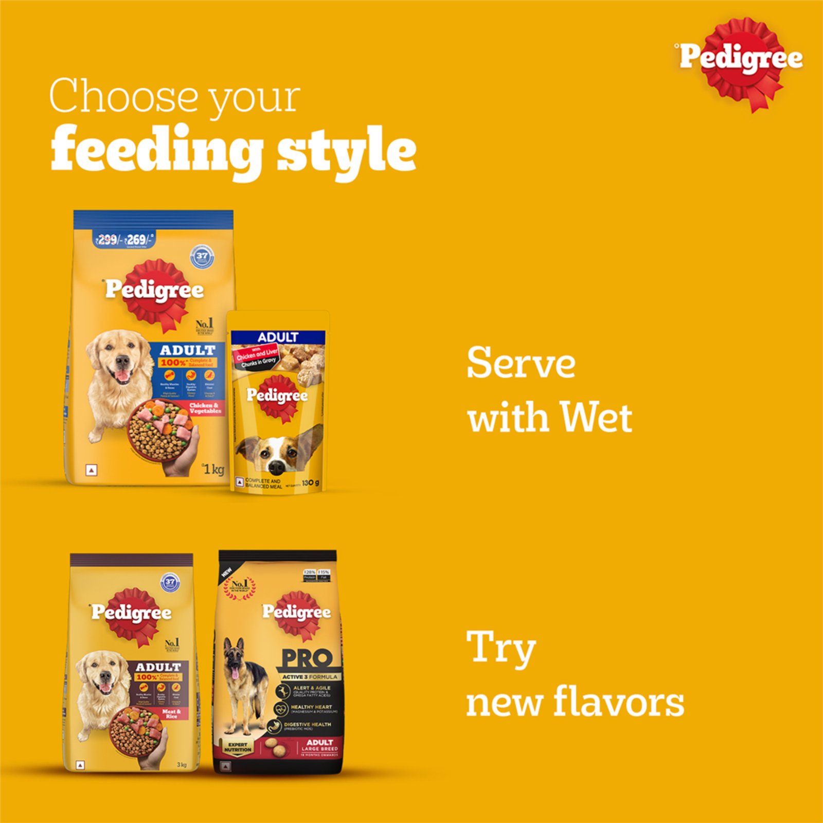 Pedigree Adult Dry Dog Food, Chicken & Vegetables, 1 kg