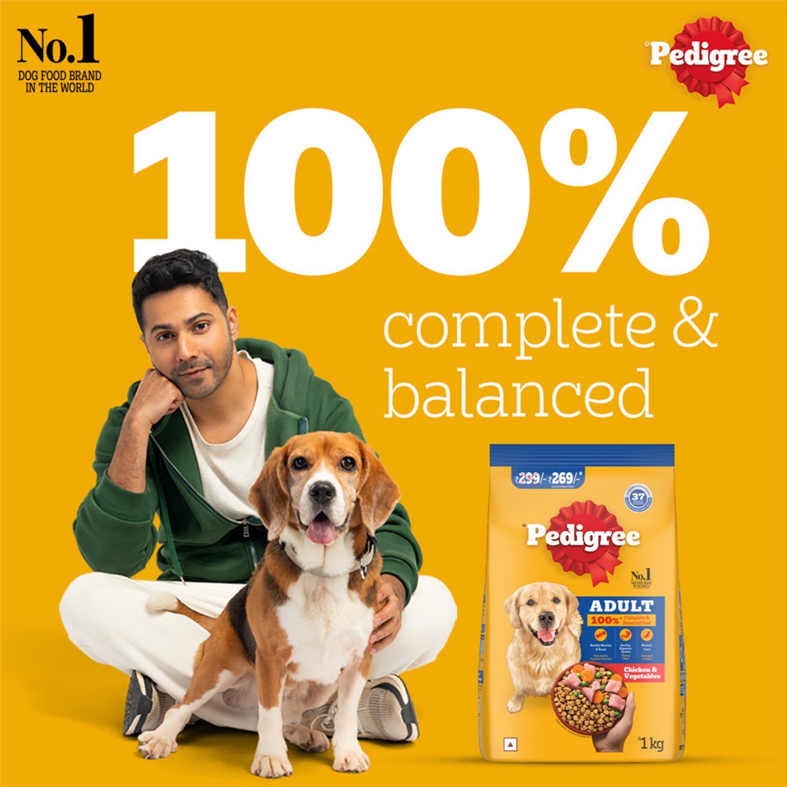 Pedigree Adult Dry Dog Food, Chicken & Vegetables, 1 kg