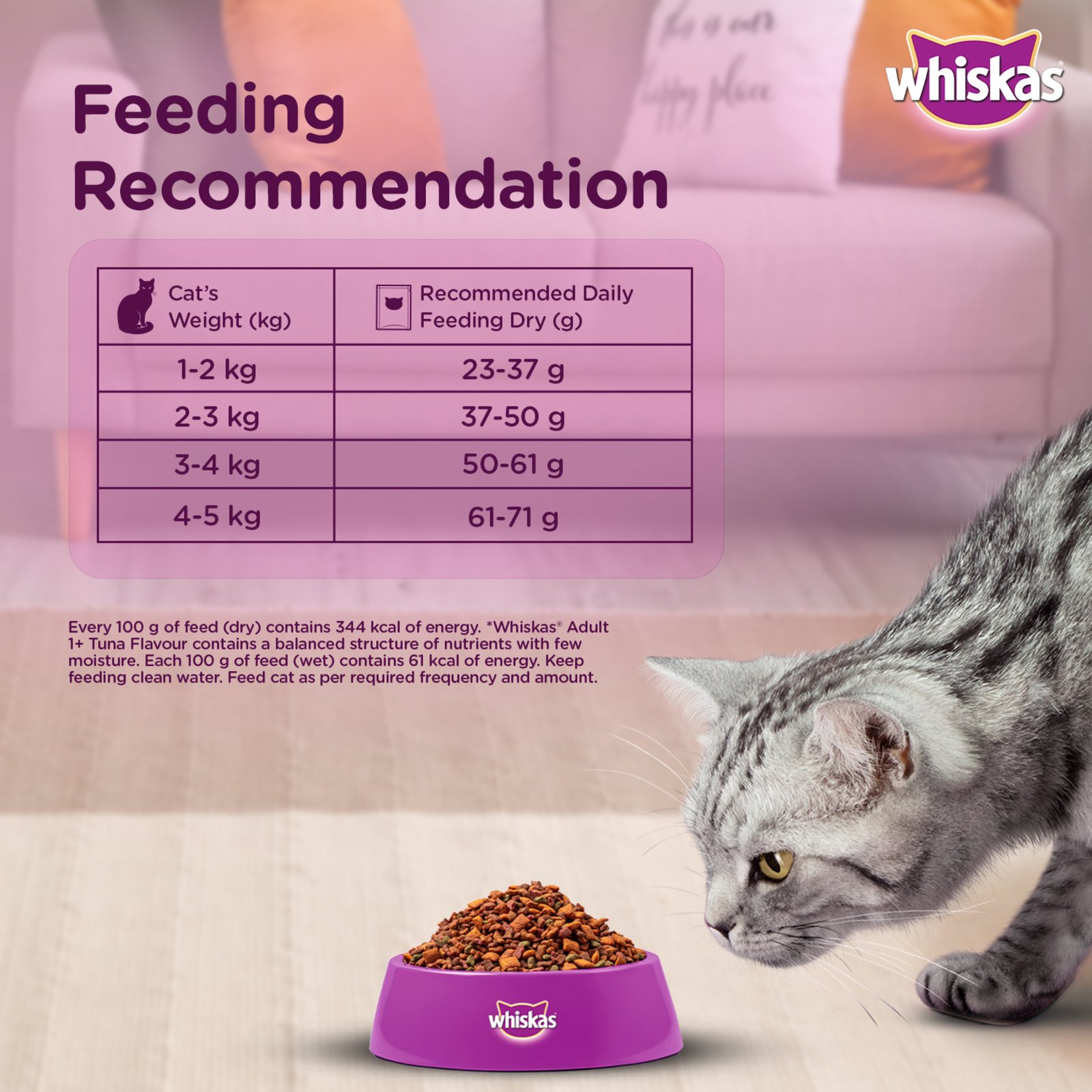 Whiskas Adult (+1 year) Dry Cat Food Food, Ocean Fish Flavour