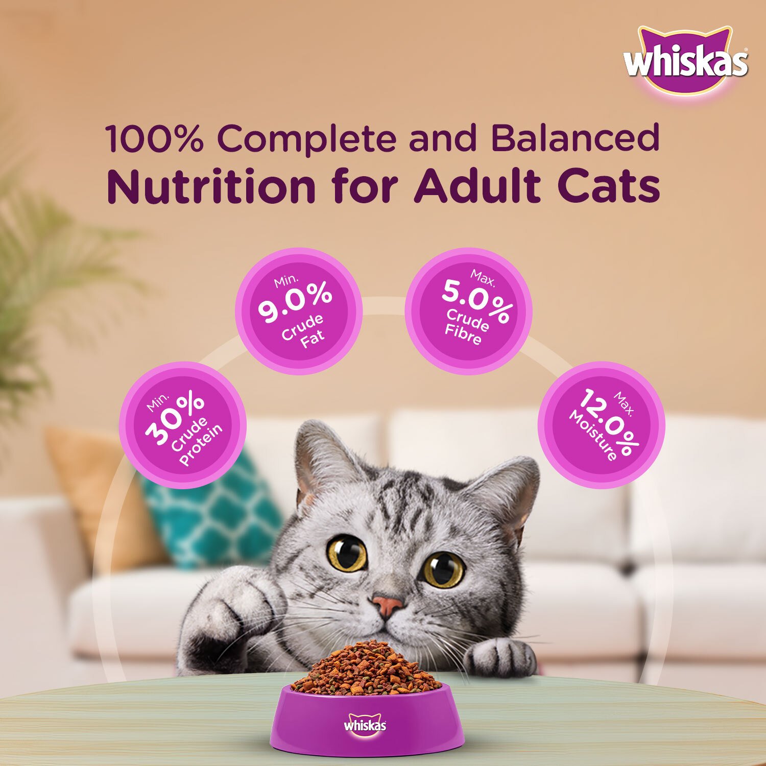 Whiskas Adult (+1 year) Dry Cat Food Food, Tuna Flavour