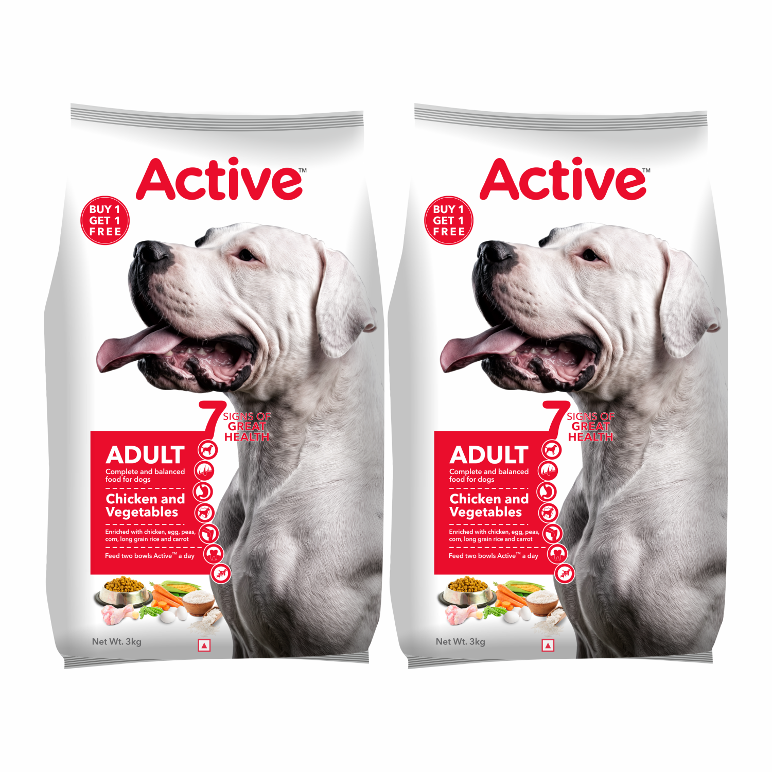 Active Adult Chicken and Vegetables Dry Dog Food (Buy 1 Get 1 Free)