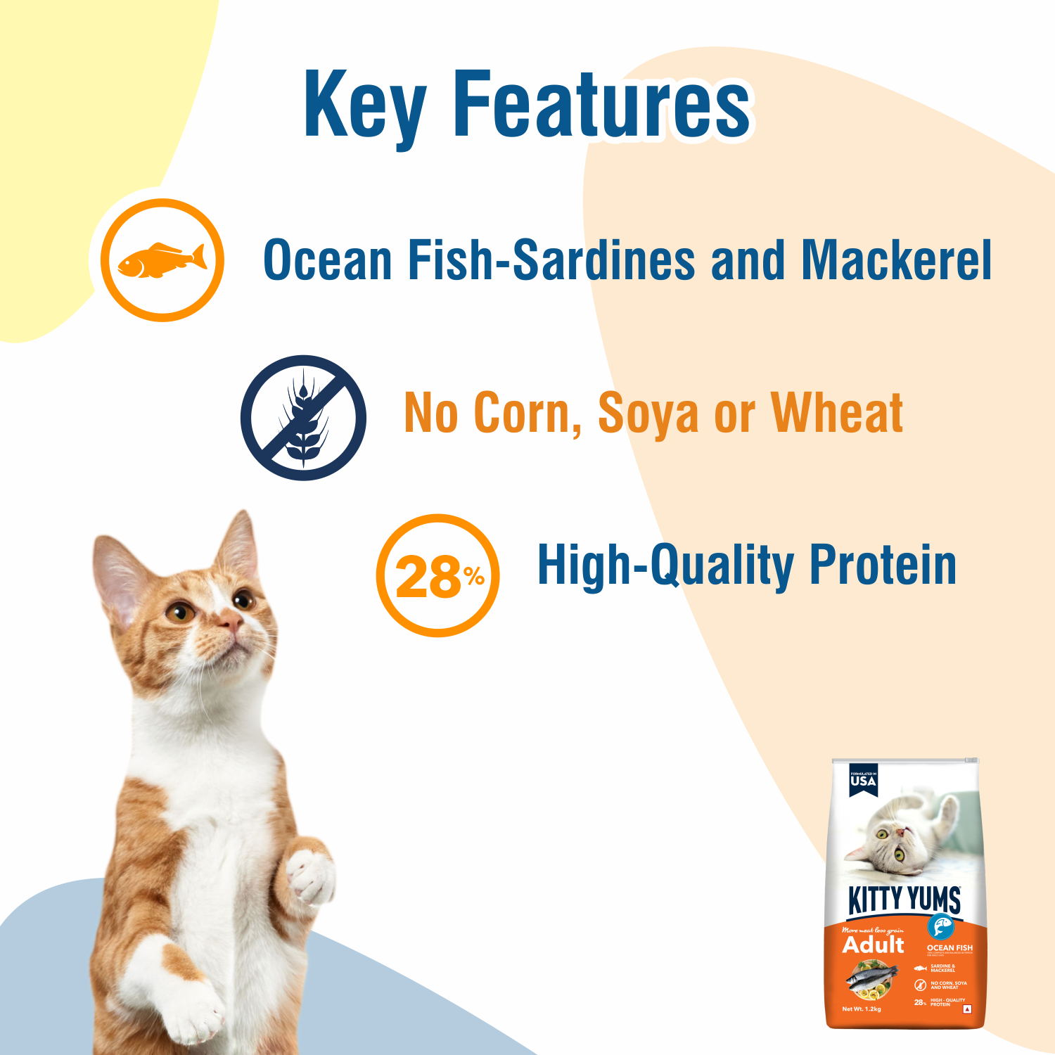 Kitty Yums Adult (+1 Year) Dry Cat Food, Ocean Fish