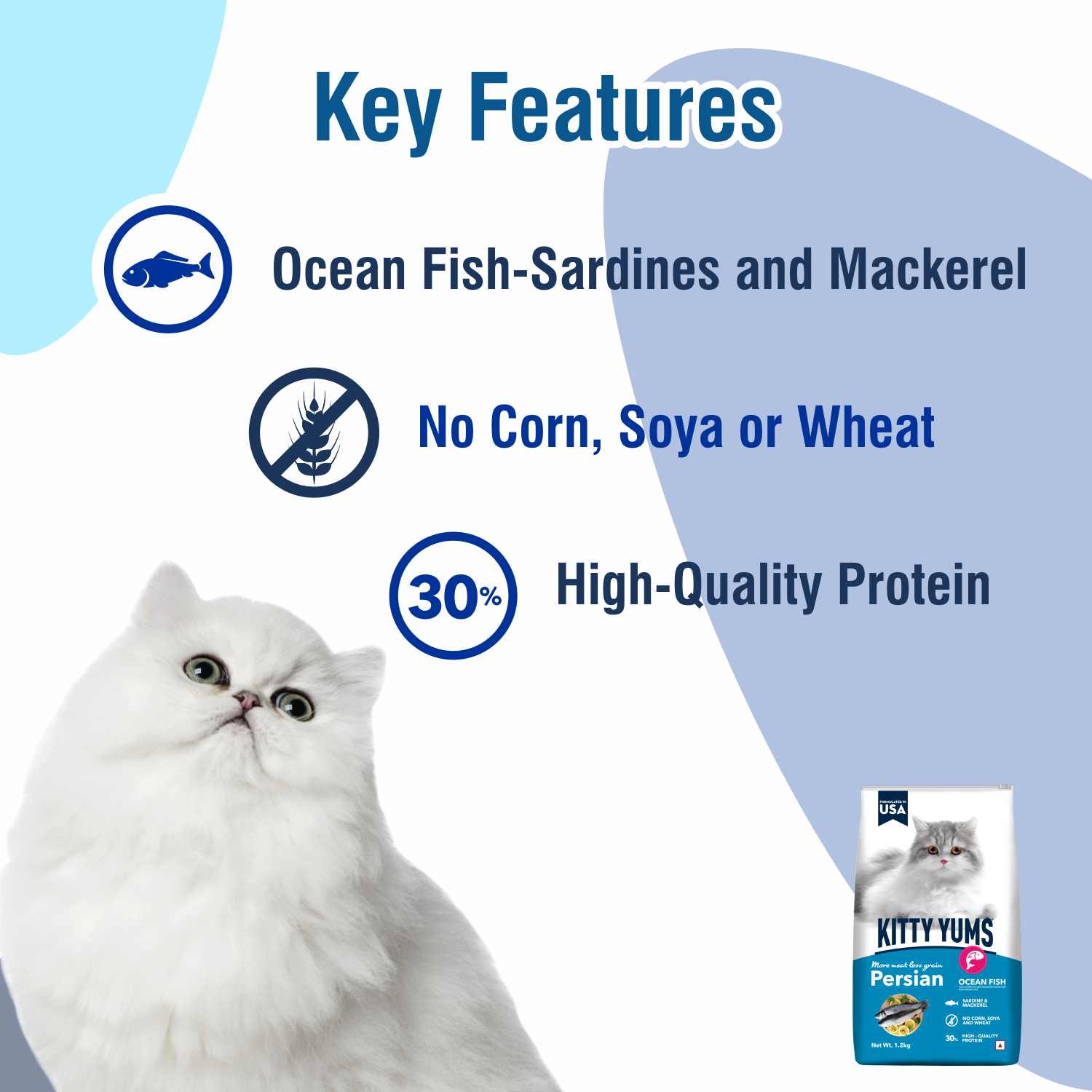 Kitty Yums Dry Persian Cat Food, Ocean Fish