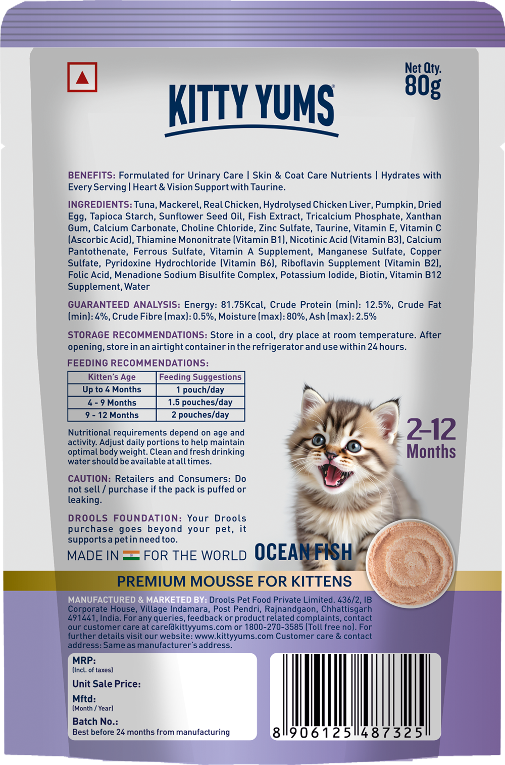 Kitty Yums Ocean Fish Mousse Kitten Wet Food