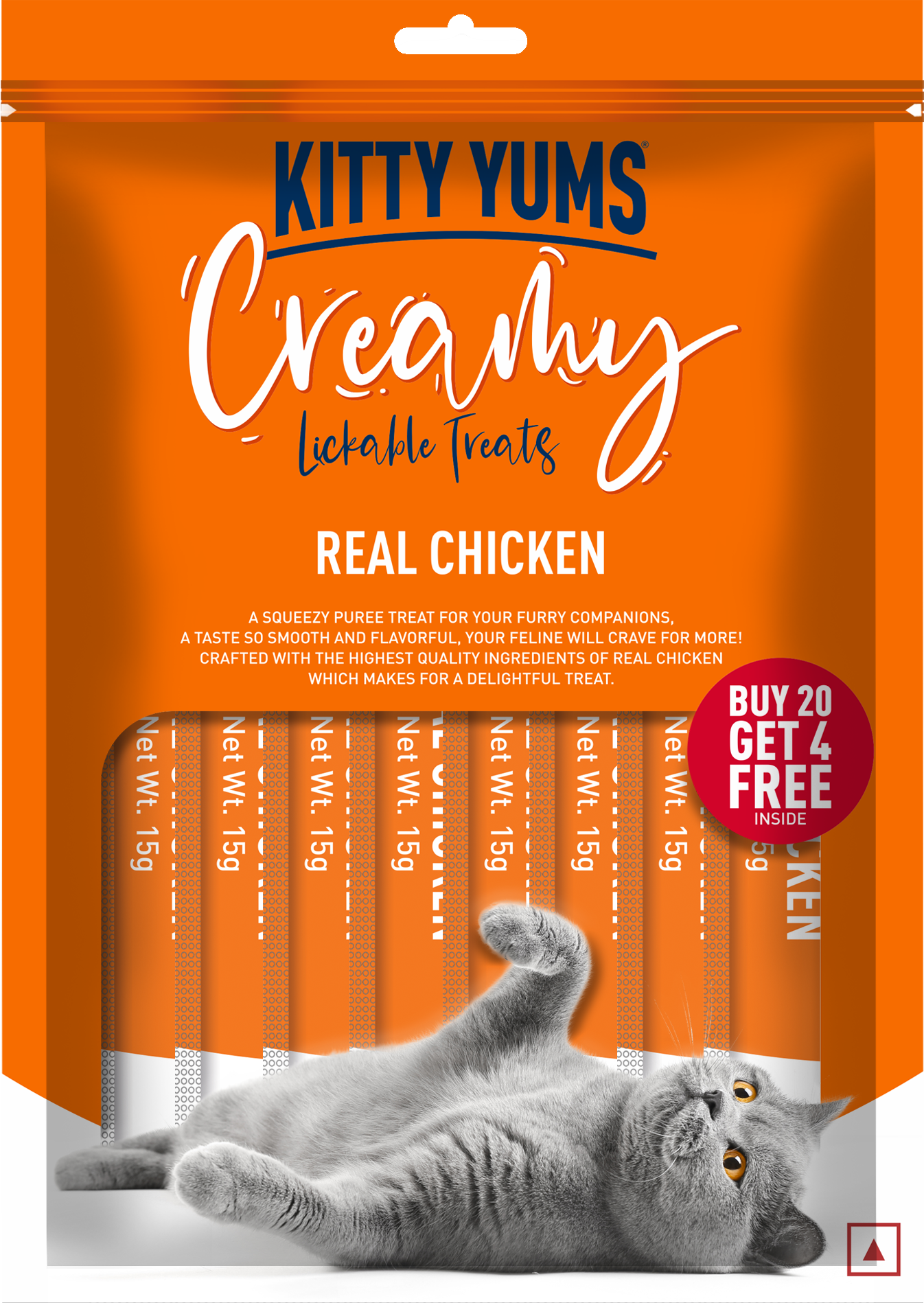 Kitty Yums Creamy Lickable Cat Treats,Real Chicken