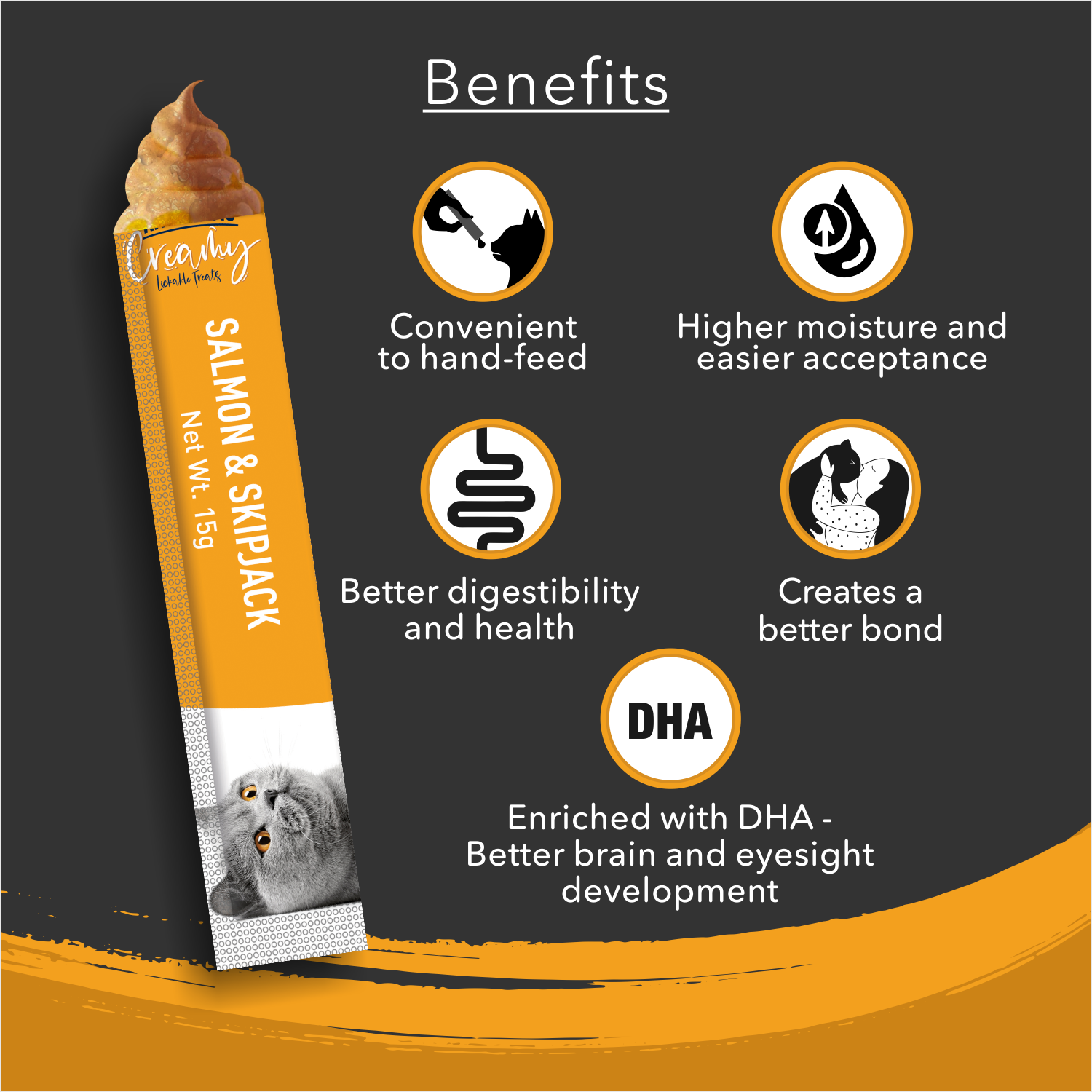 Kitty Yums Creamy Lickable Cat Treats,Salmon & Skipjack