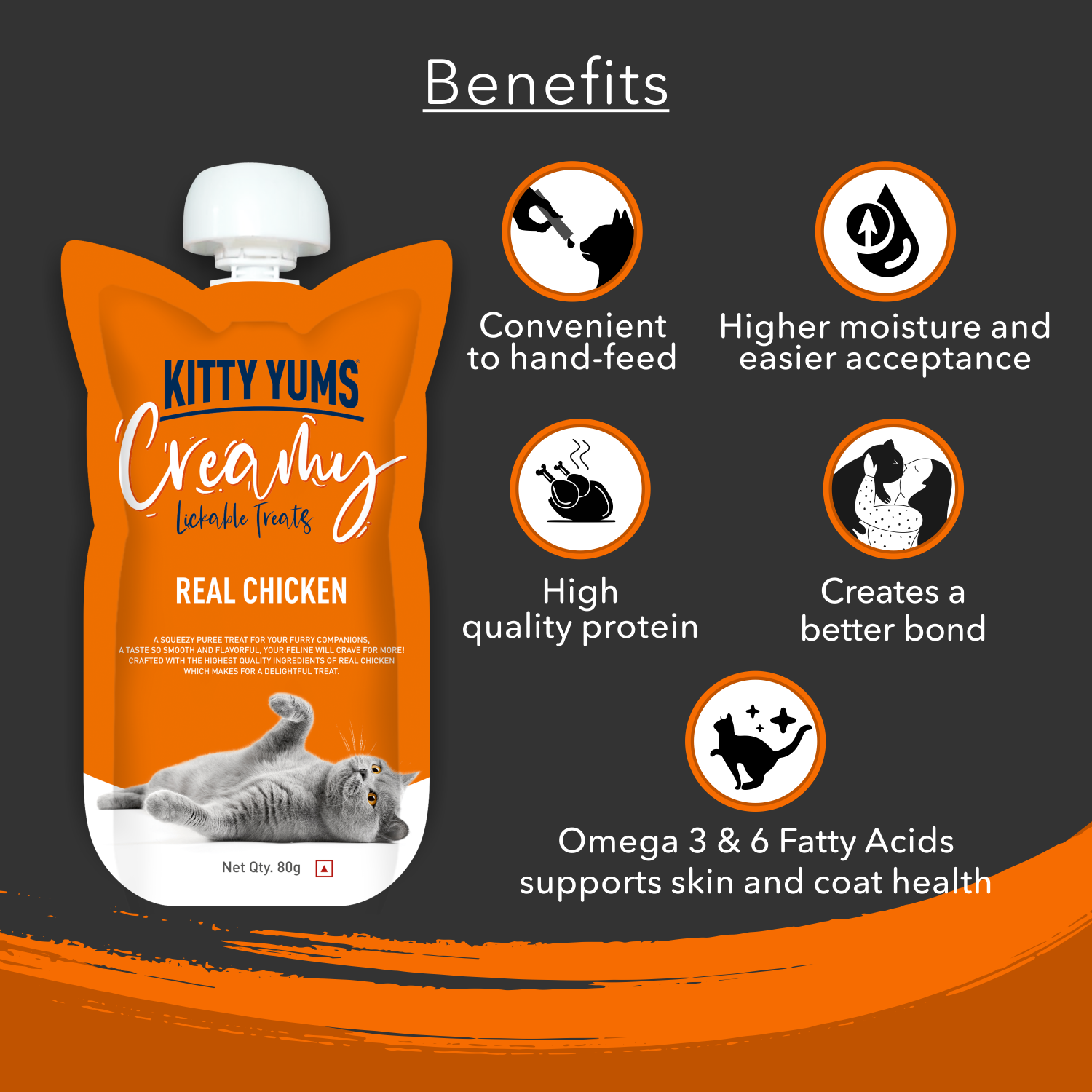 Kitty yums Creamy Lickable Real Chicken Cat Treat