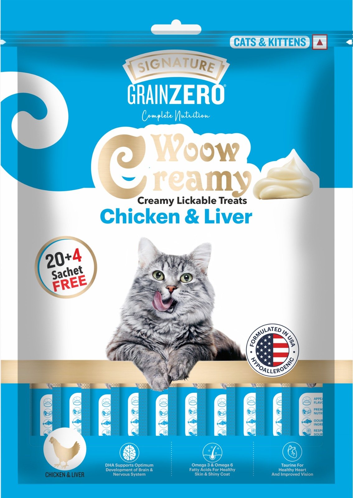 Grain Zero Creamy Lickable Cat Treats, Chicken & liver