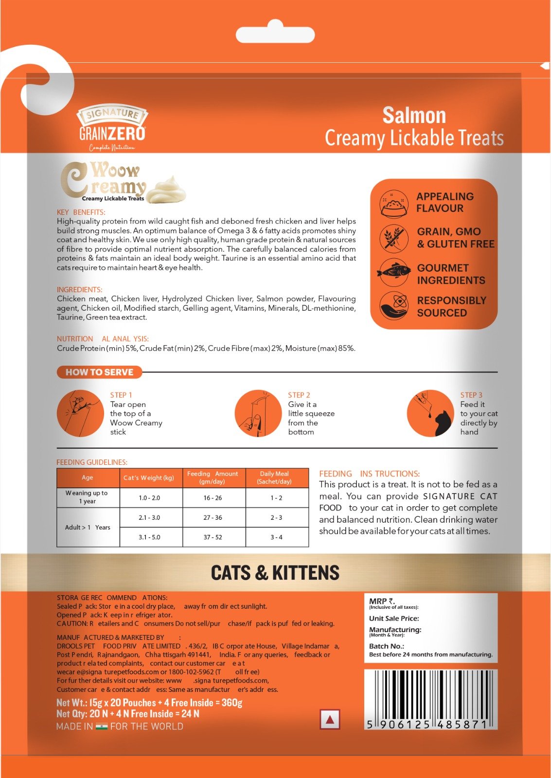 Grain Zero Creamy Lickable Cat Treats,Salmon