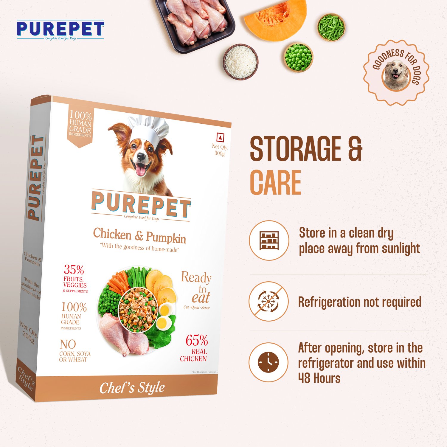 PurePet Chicken & Pumpkin Biryani Fresh Dog Food