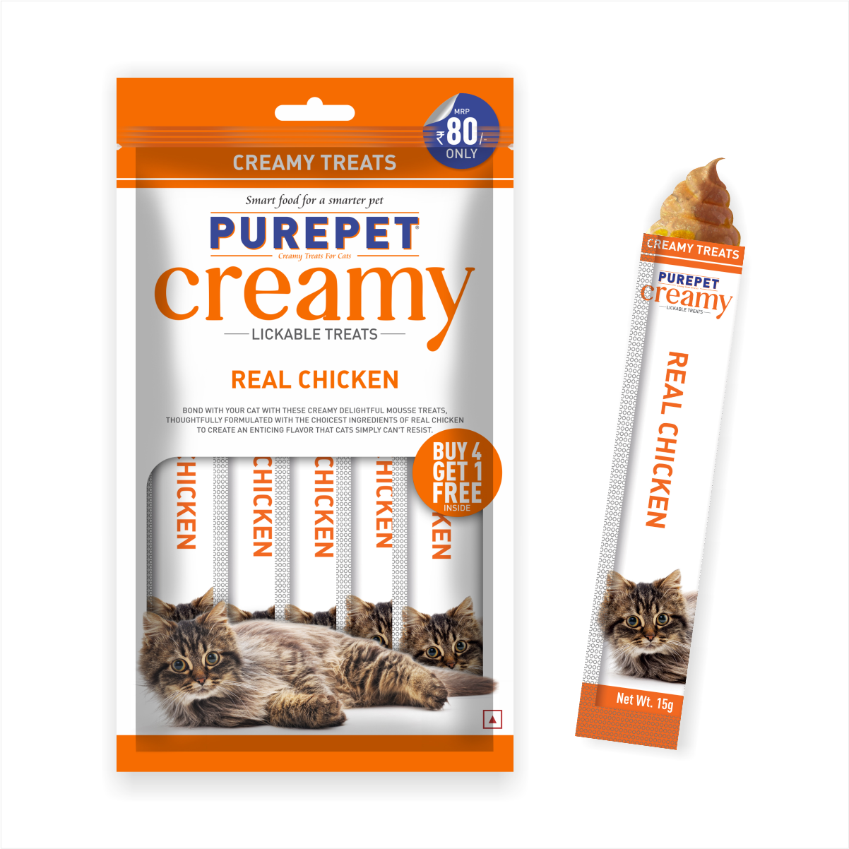 Purepet Creamy Cat Lickable treats Real Chicken