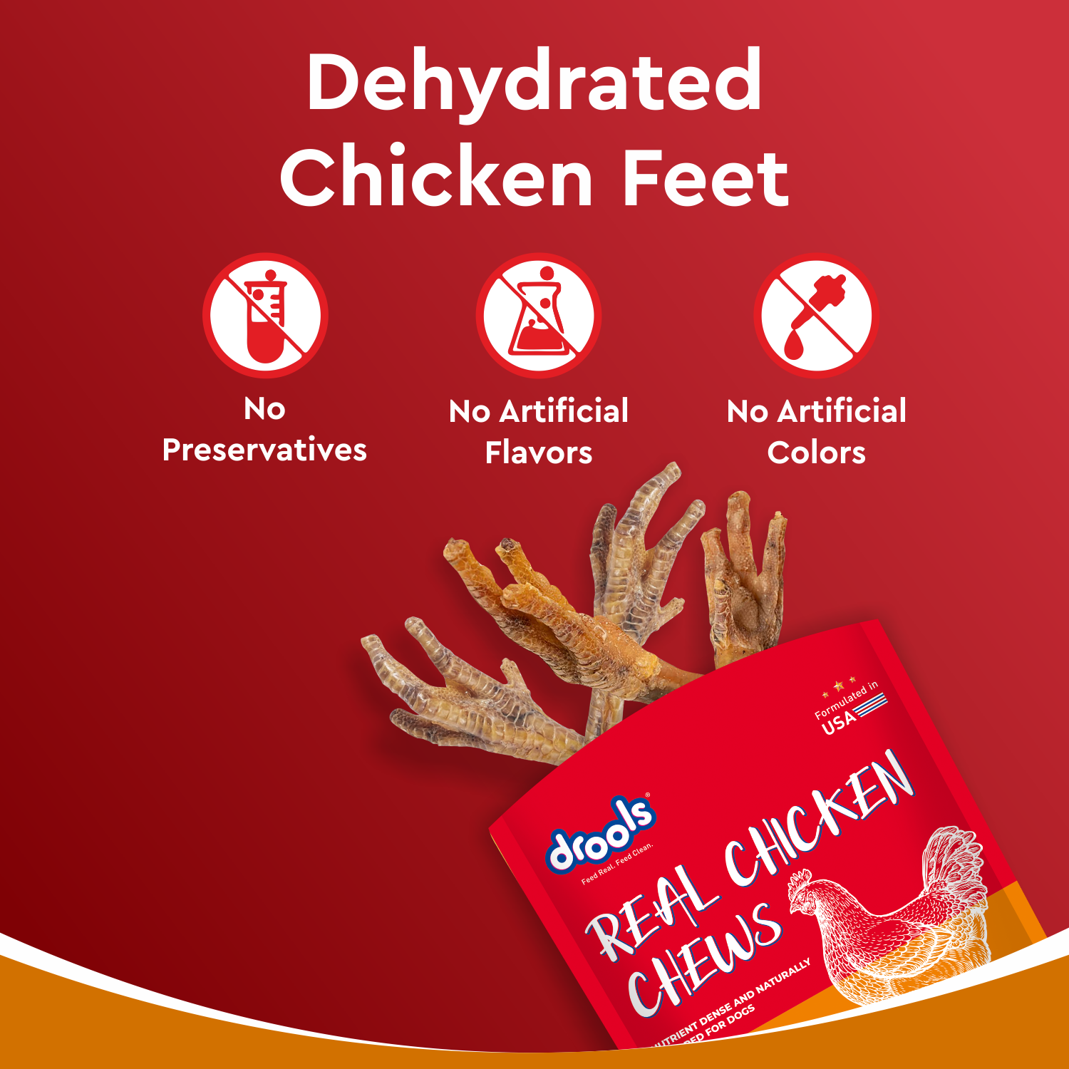 Drools Dog Treats, Dehydrated Real Chicken Chews Feet