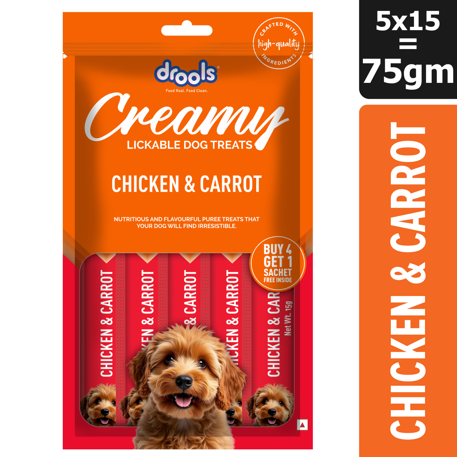 Drools Dog Treats, Creamy Chicken & Carrot 5 Sticks Tasty & Nutritious Snack for All Breeds