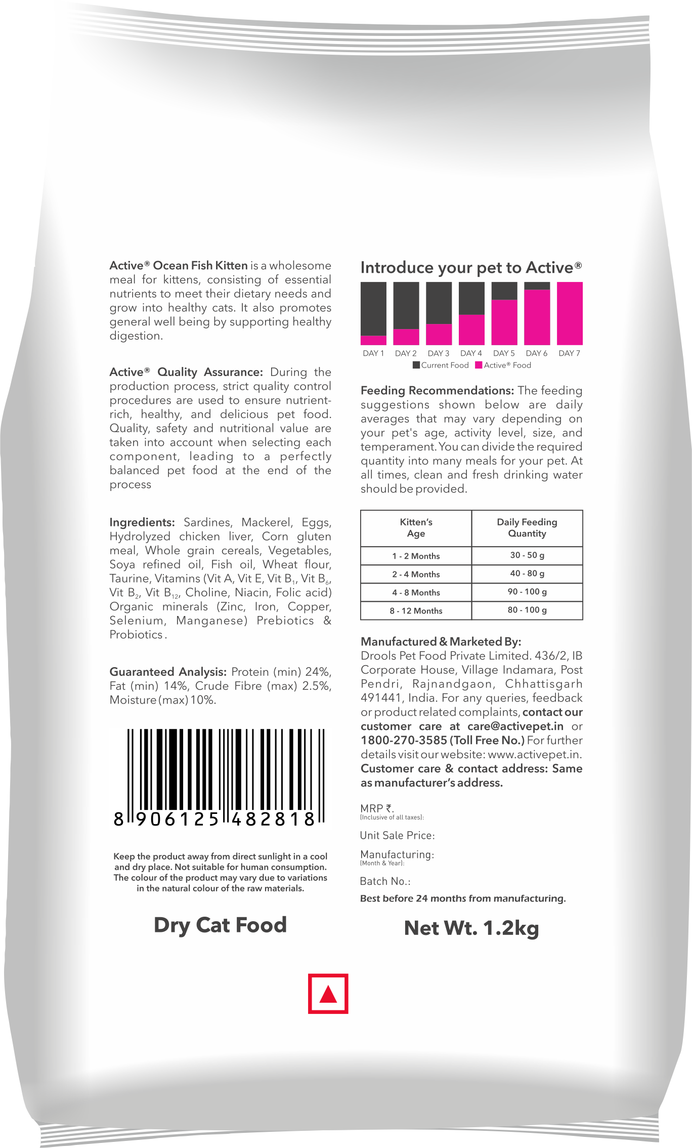 Active Ocean Fish Dry Kitten Cat Food